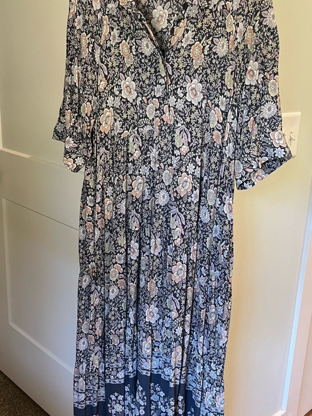 NATURAL LIFE Rebecca Navy Floral Dress with Blush and Cream Blossoms XL